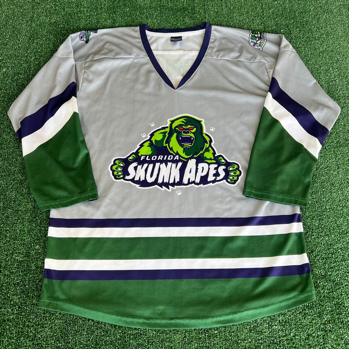 Men's Florida Everblades Skunk Apes One Night Rebrand Gray Hockey Jersey - XL