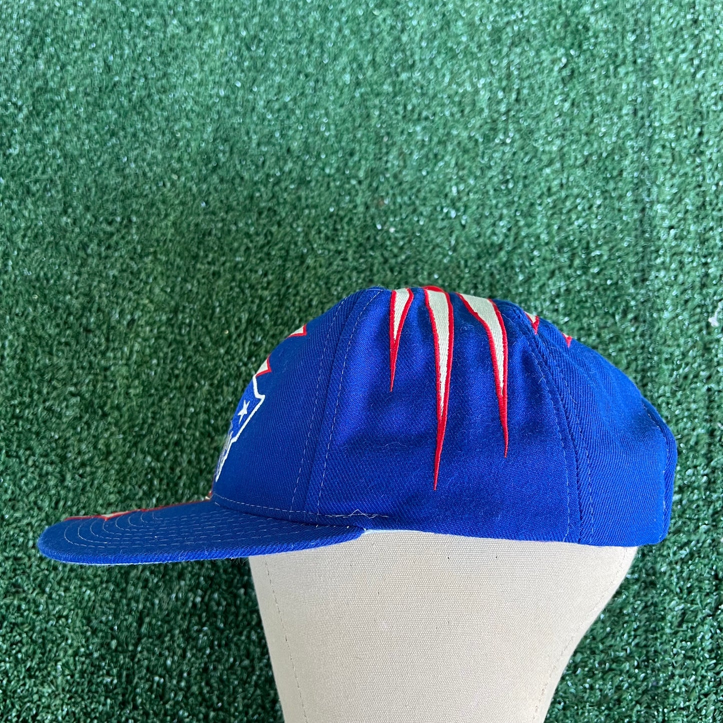 90s Starter NFL New England Patriots Shockwave Blue White Strapback Hat