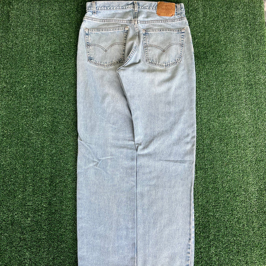 90s Levi's 505 Light Wash Straight Leg Blue Jeans - 35x33.75"