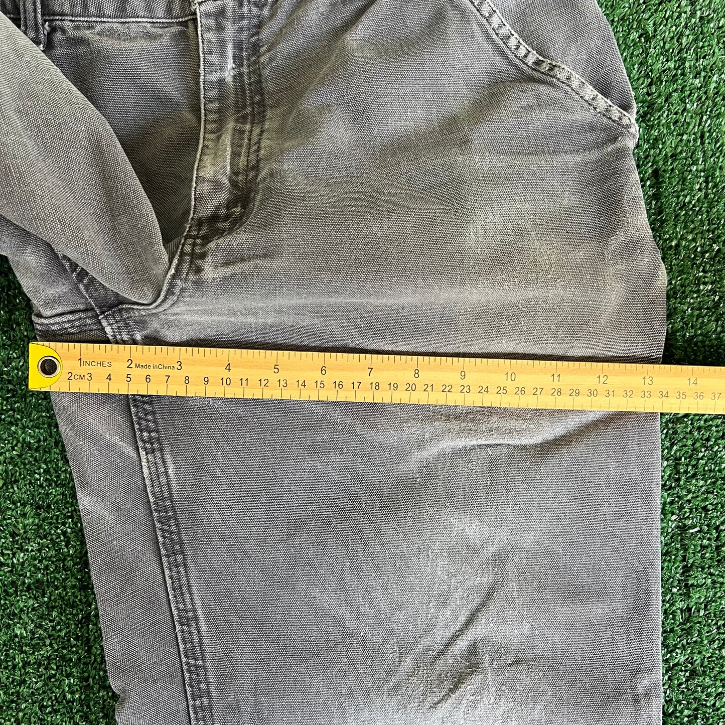 Y2K Carhartt B11 PTB Faded Gray Baggy Carpenter Canvas Pants - 33x29 18" Openings