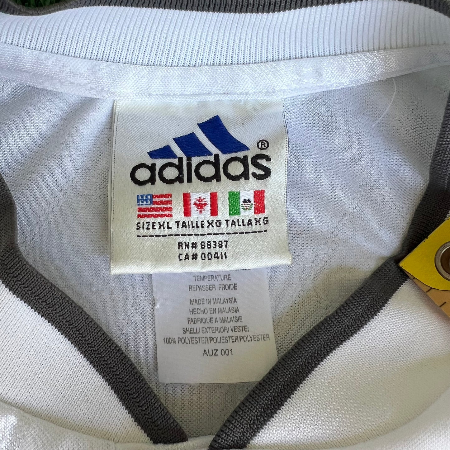 90s Adidas White Orange Gray Stripe Goalkeeper Soccer Jersey - XL