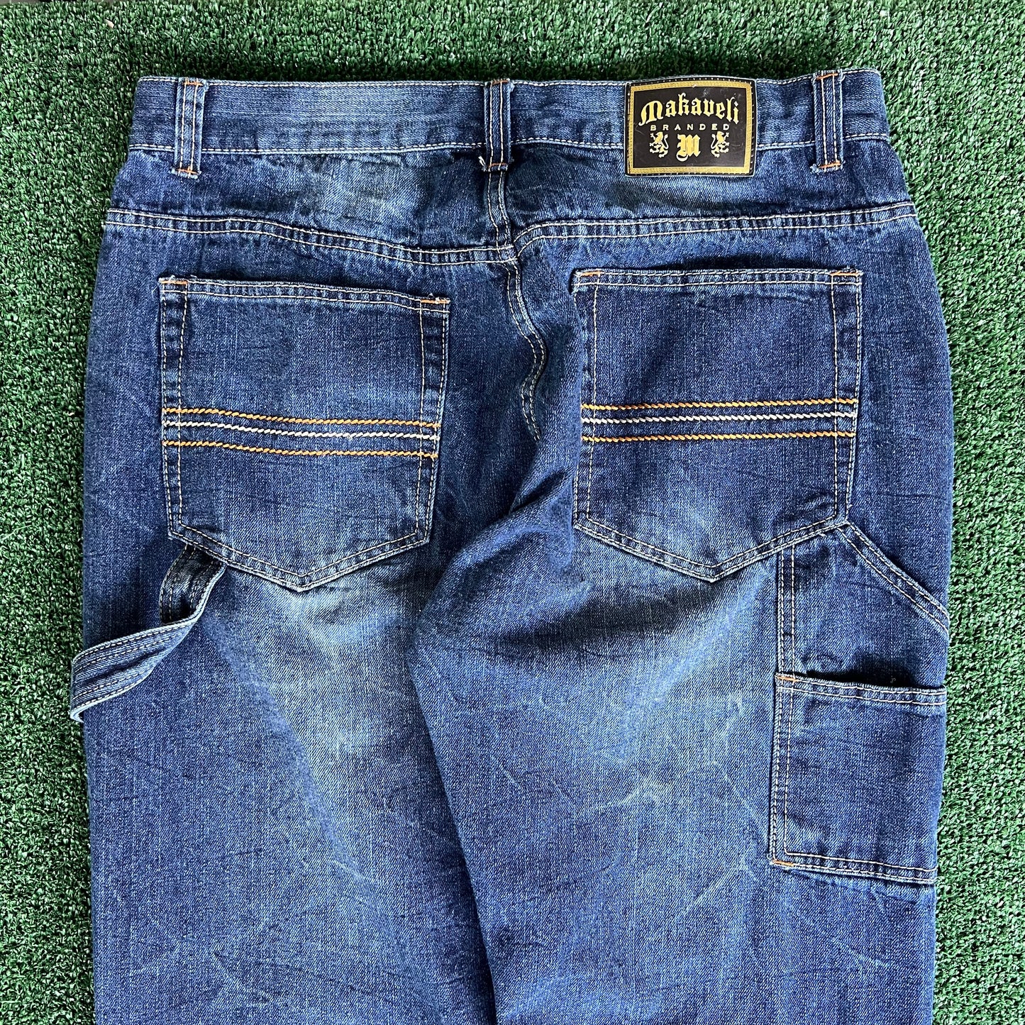 Y2K Makaveli Tupac Baggy Straight Carpenter Jeans - 37x31" 18.5" Openings