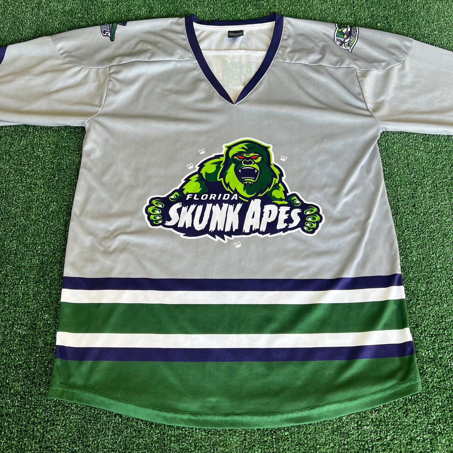 Men's Florida Everblades Skunk Apes One Night Rebrand Gray Hockey Jersey - XL