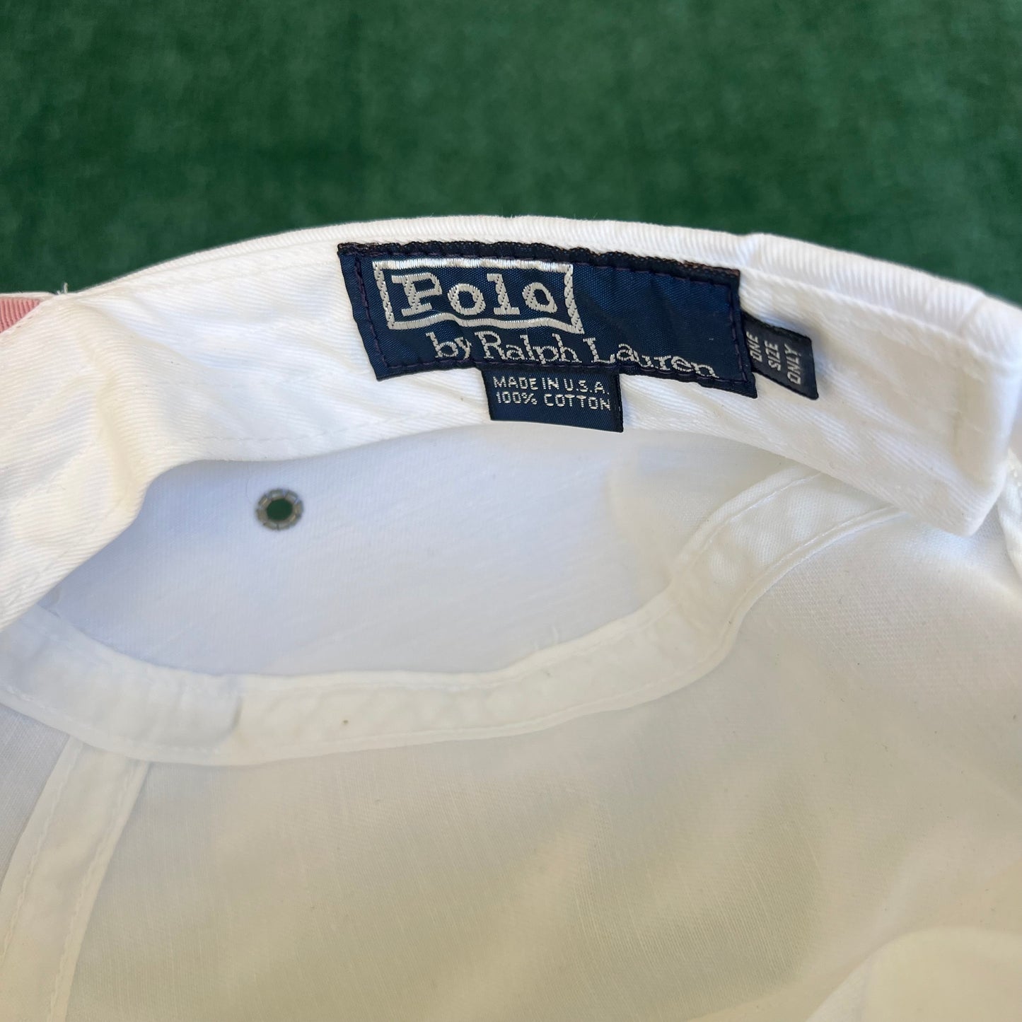 Vintage 90s Polo Ralph Lauren Polo Sport White 5 Panel Strapback Hat Cap USA