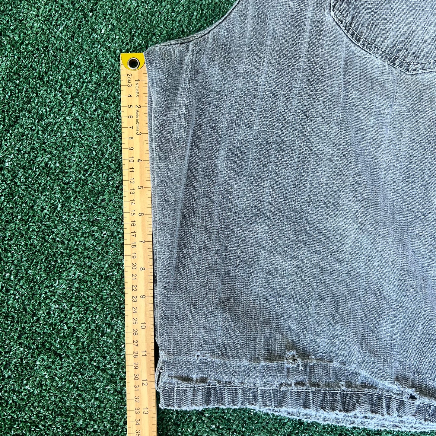 Y2K Southpole Faded Gray Baggy Distressed Jean Shorts - 40x13"