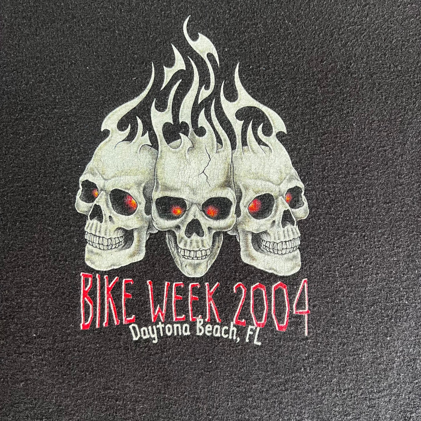 2004 Biketoberfest Biker Motorcycle Tribal Skull Faded Black T-Shirt - XL