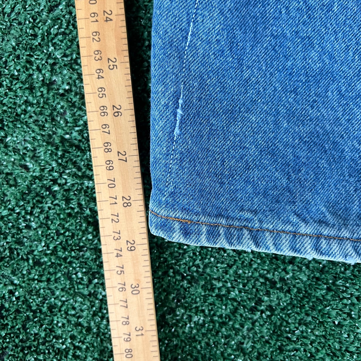 80s Levi's 505 Orange Tab Straight Leg Center Patch Blue Jeans - 36x29"