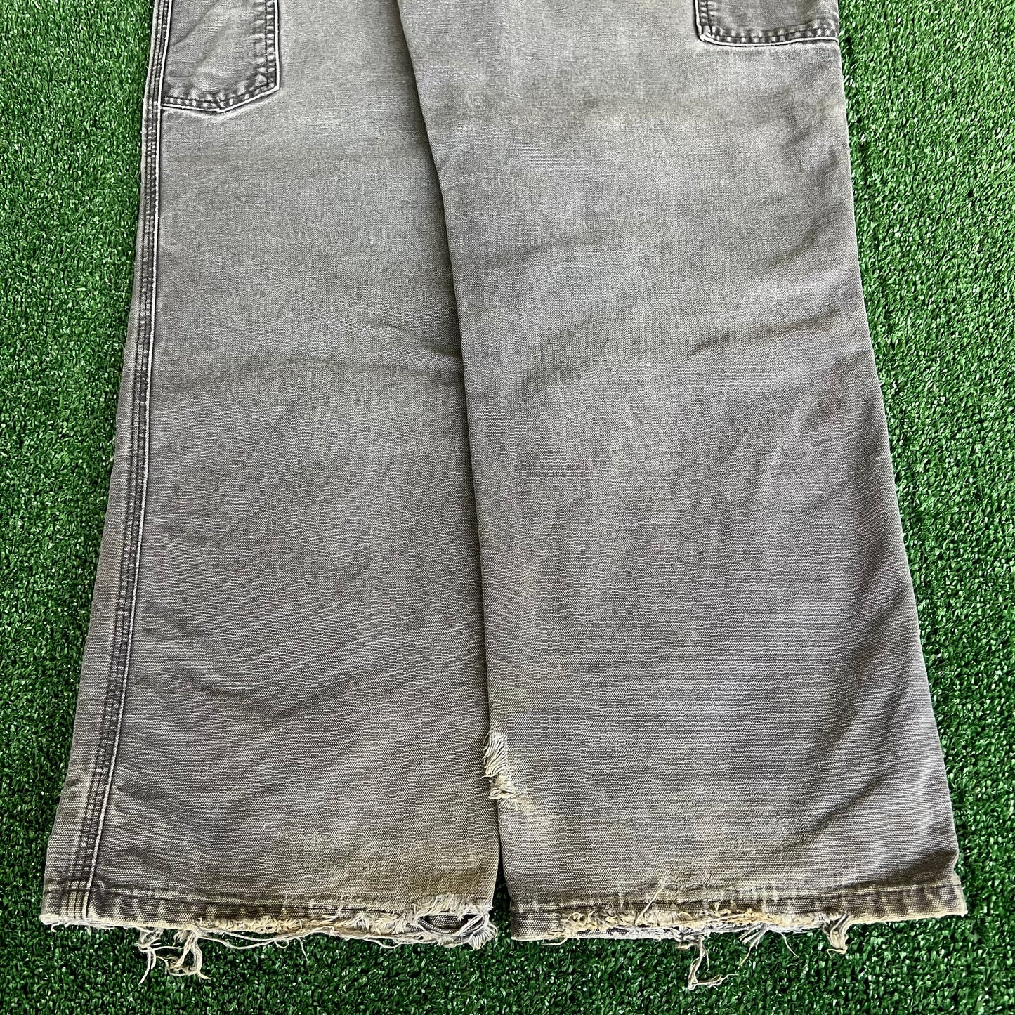 Y2K Carhartt B11 PTB Faded Gray Baggy Carpenter Canvas Pants - 33x29 18" Openings