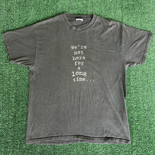 Y2K Huey Lewis and The News Rock Band Lyrics Faded Black T-Shirt - Large