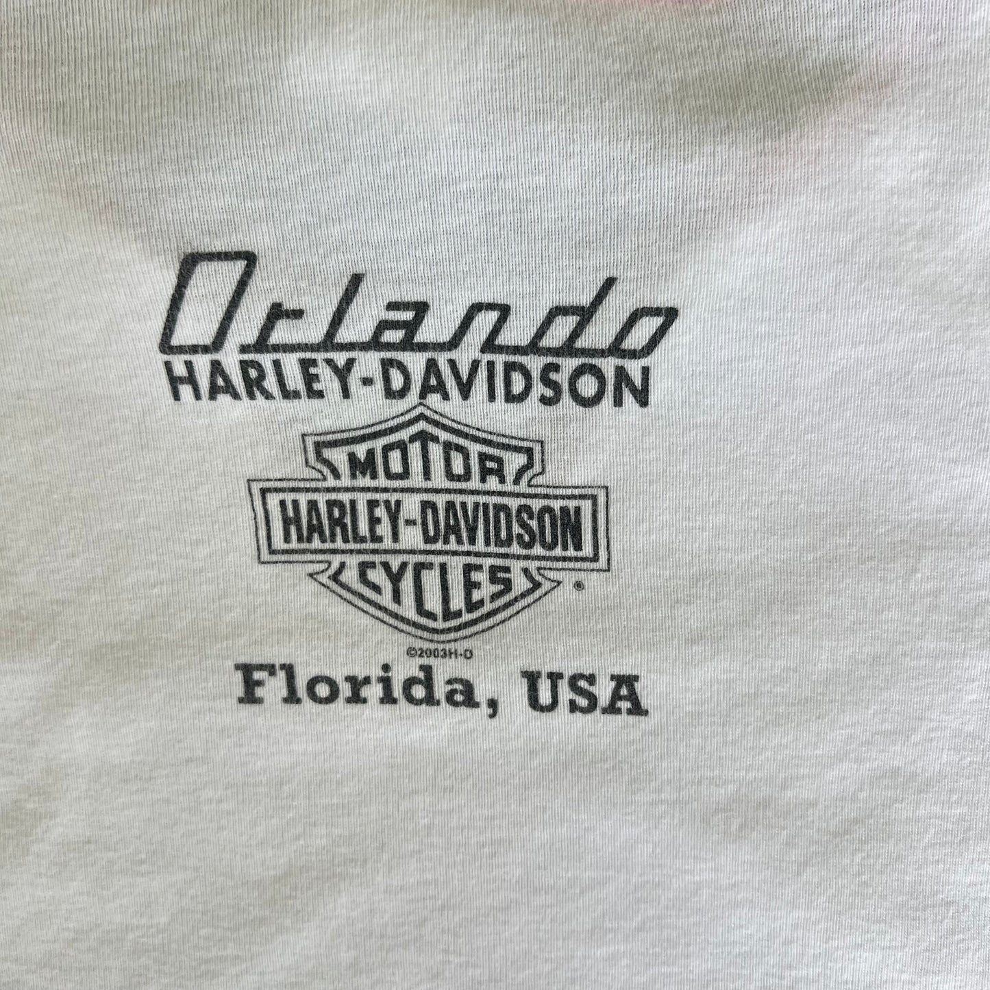 Women's Y2K Harley Davidson V-Neck White Dark Red Long Sleeve Shirt - Small