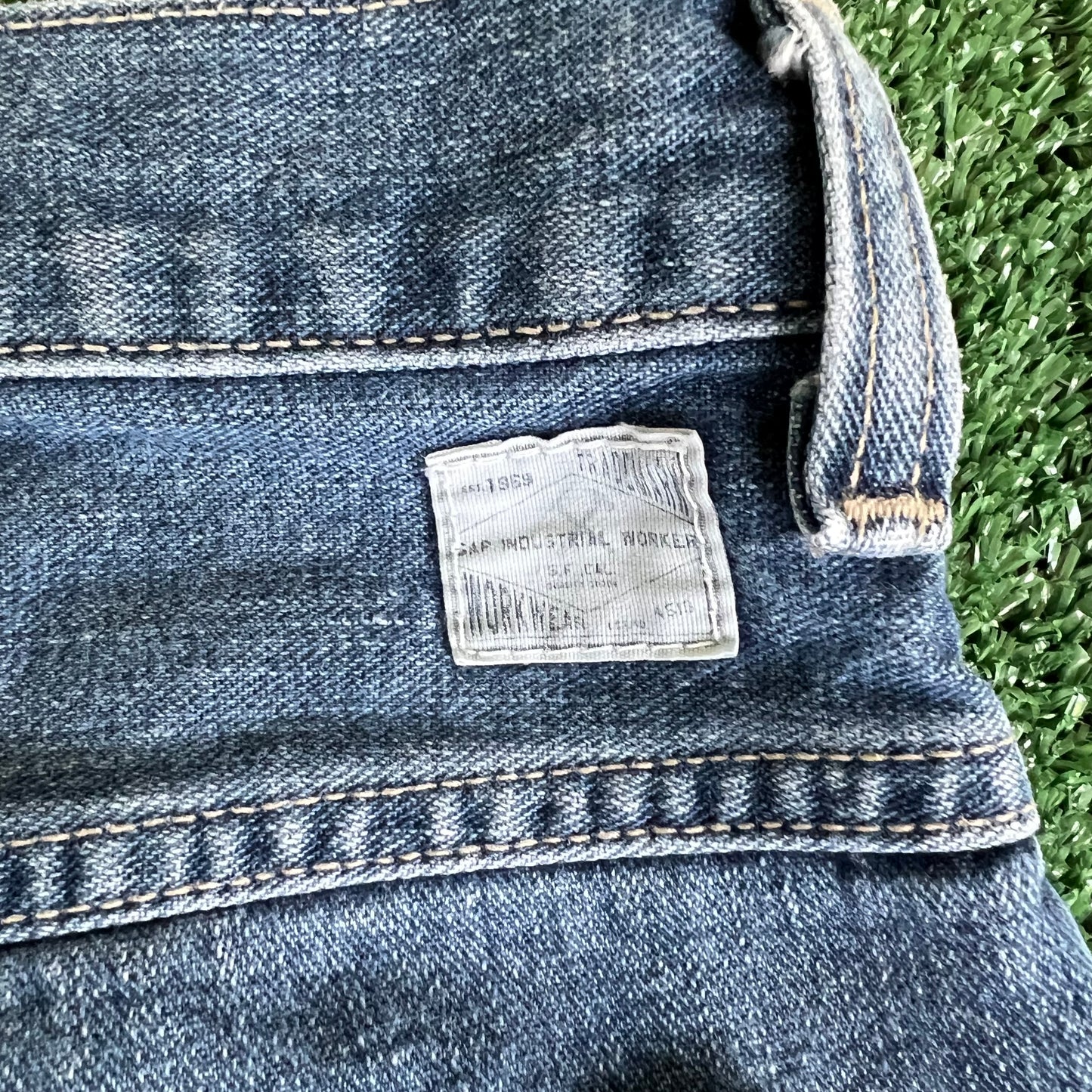 90s Y2K GAP Worker Baggy Wide-Leg Blue Jeans - 37x32" 20.5" Openings