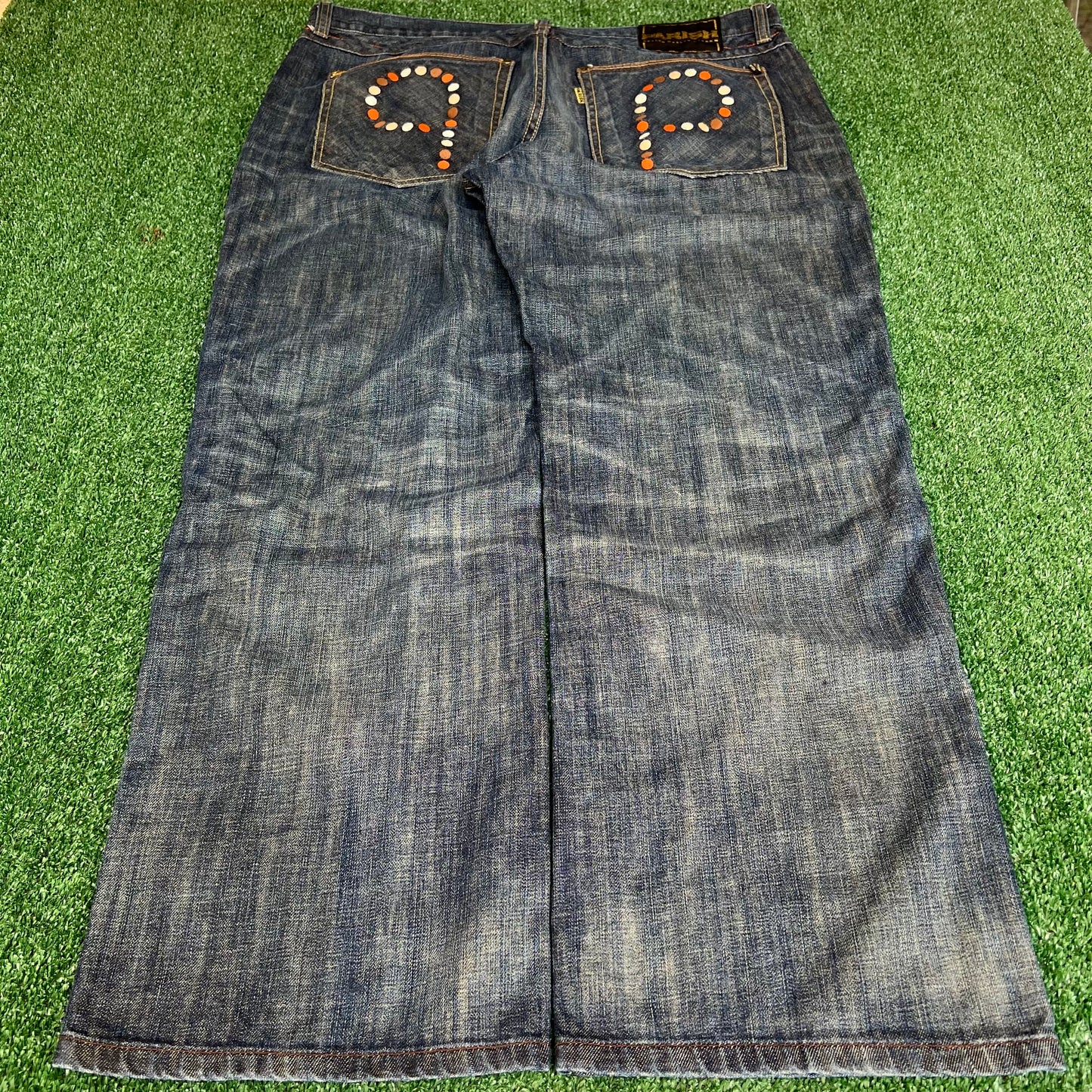 Vintage Y2K Men's Parish Wide-Leg Blue Jeans 42x32" 21" Opens Southpole Style