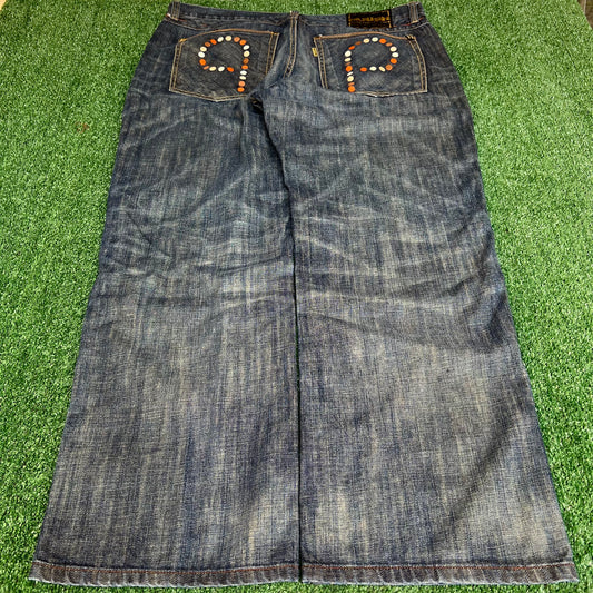 Vintage Y2K Men's Parish Wide-Leg Blue Jeans 42x32" 21" Opens Southpole Style