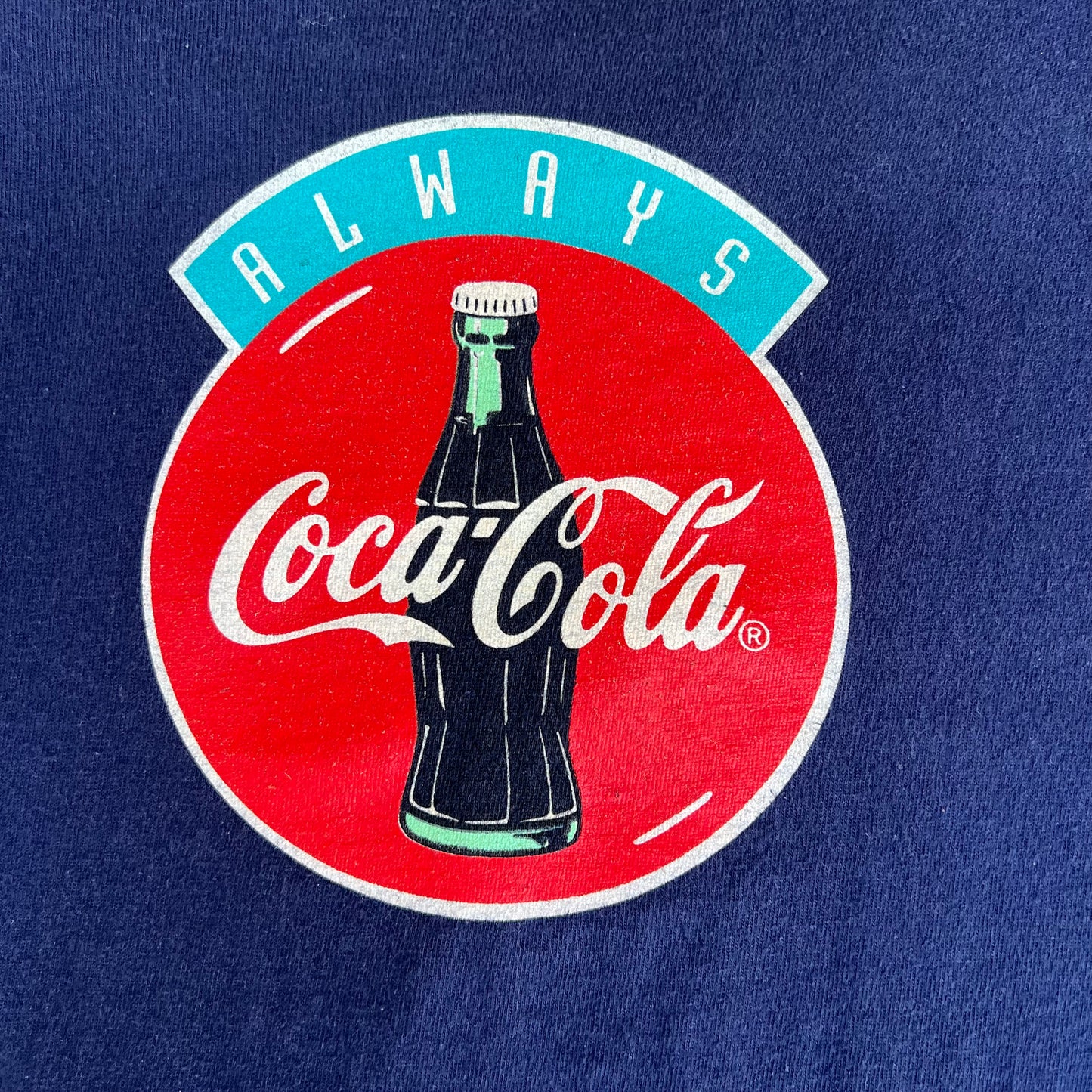 VTG 1994 Men's Coca-Cola "Always Cool" Polar Bear Skiing Navy Blue T-Shirt - Large
