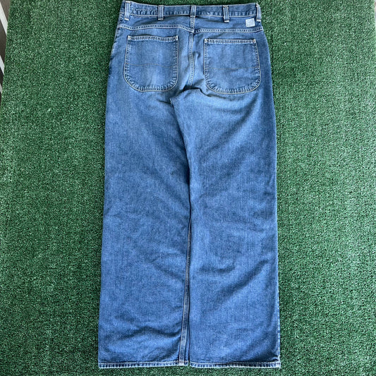 90s Y2K GAP Worker Baggy Wide-Leg Blue Jeans - 37x32" 20.5" Openings