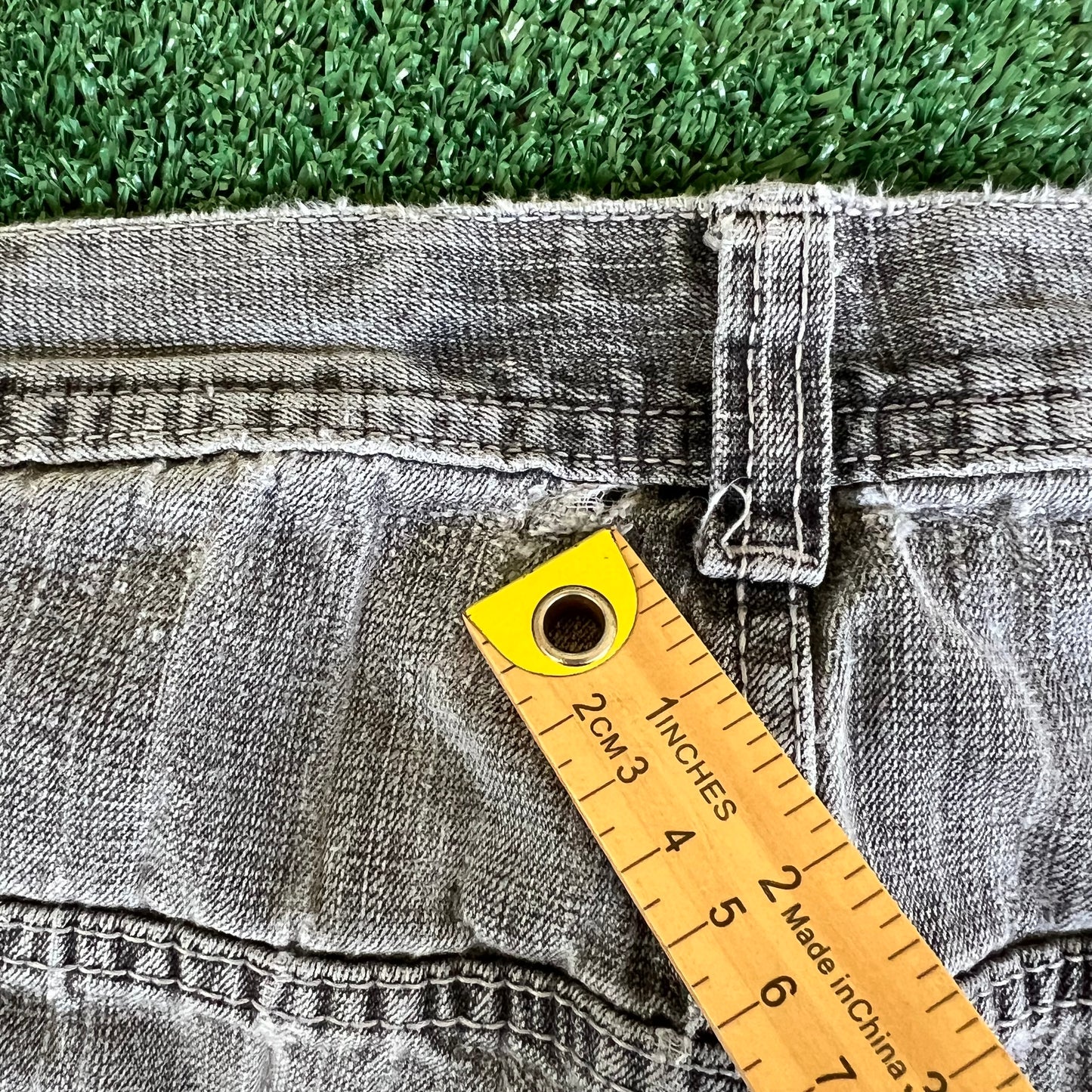 Y2K Southpole Faded Gray Baggy Distressed Jean Shorts - 40x13"