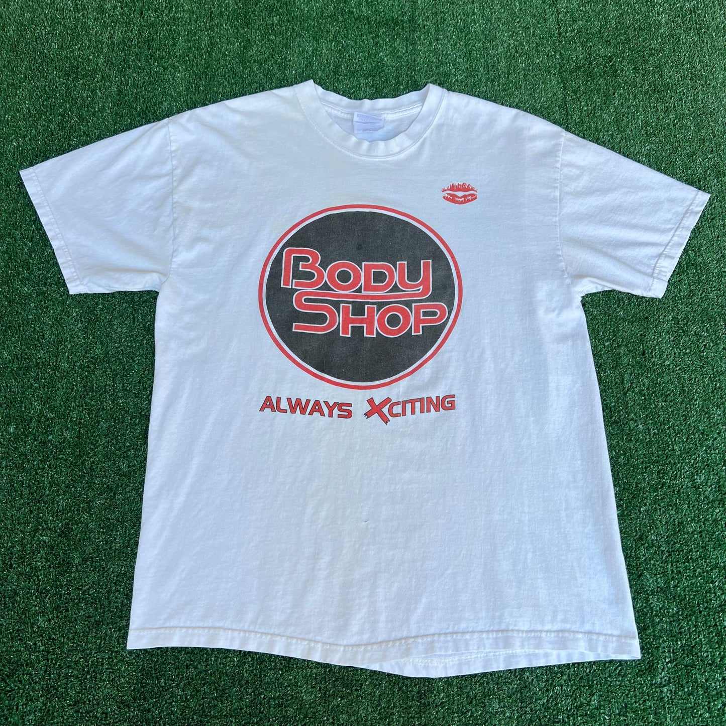 VTG 90s Y2K Men's The Body Shop Strip Club "Always Xciting" White T-Shrit - Large