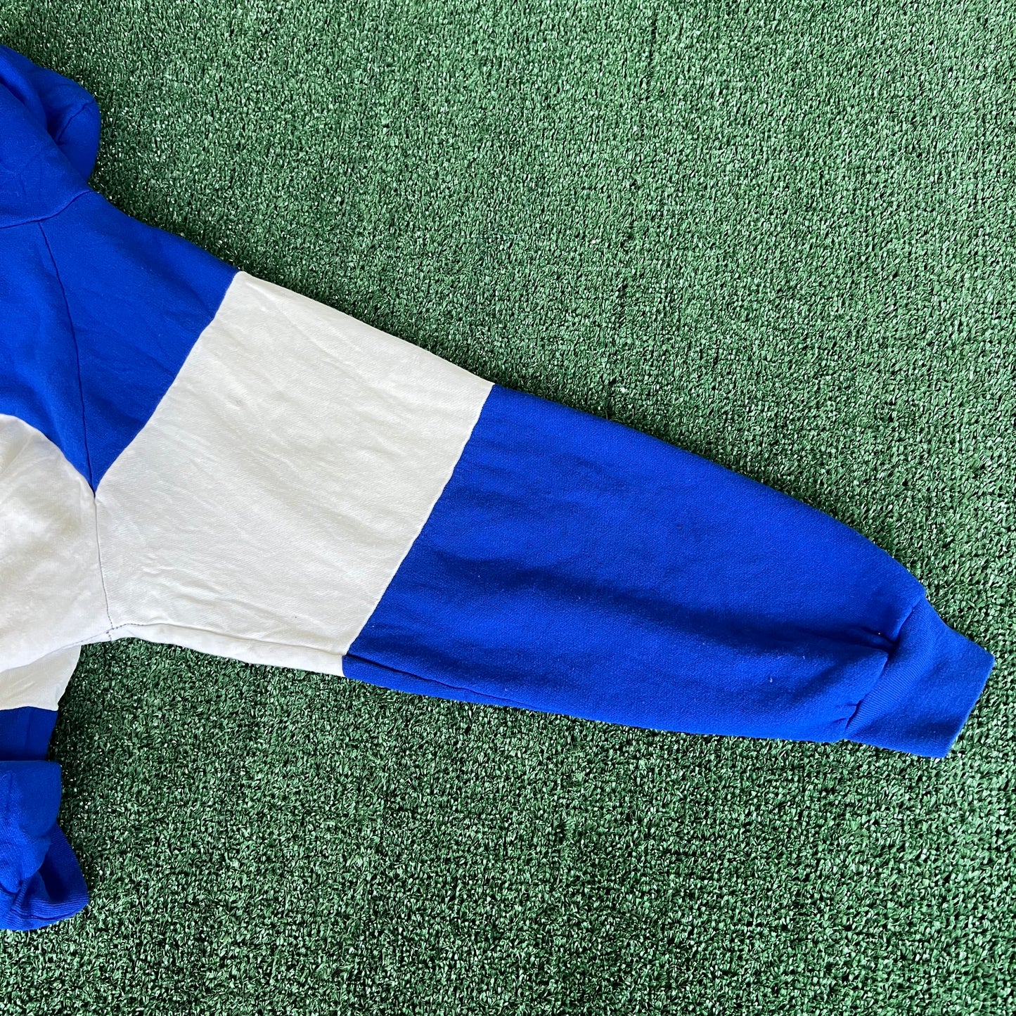 90s Kentucky Wildcats UK Blue White Old English Colorblock Boxy Hoodie 24x24" - Large