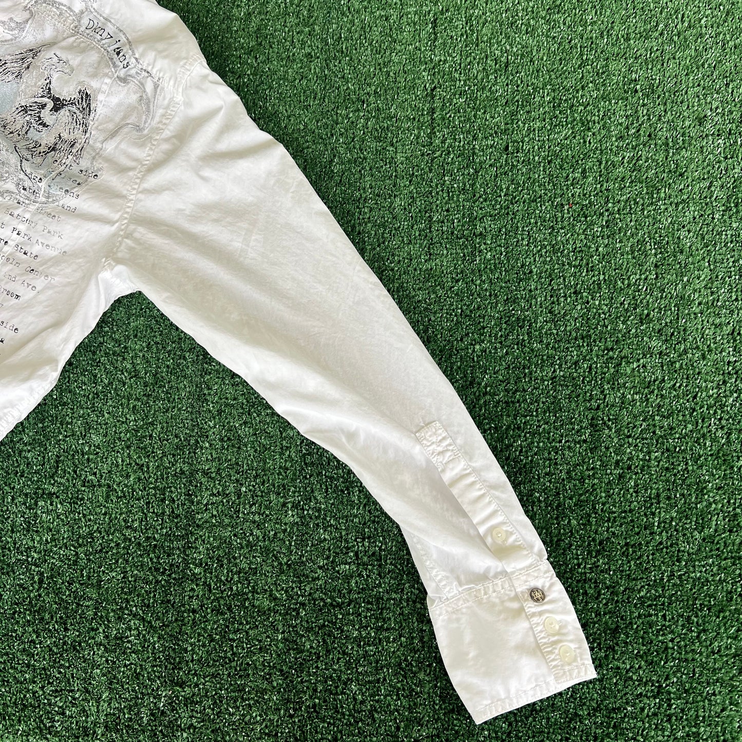 Y2K DKNY Jeans White Tribal Button Up Shirt - Large