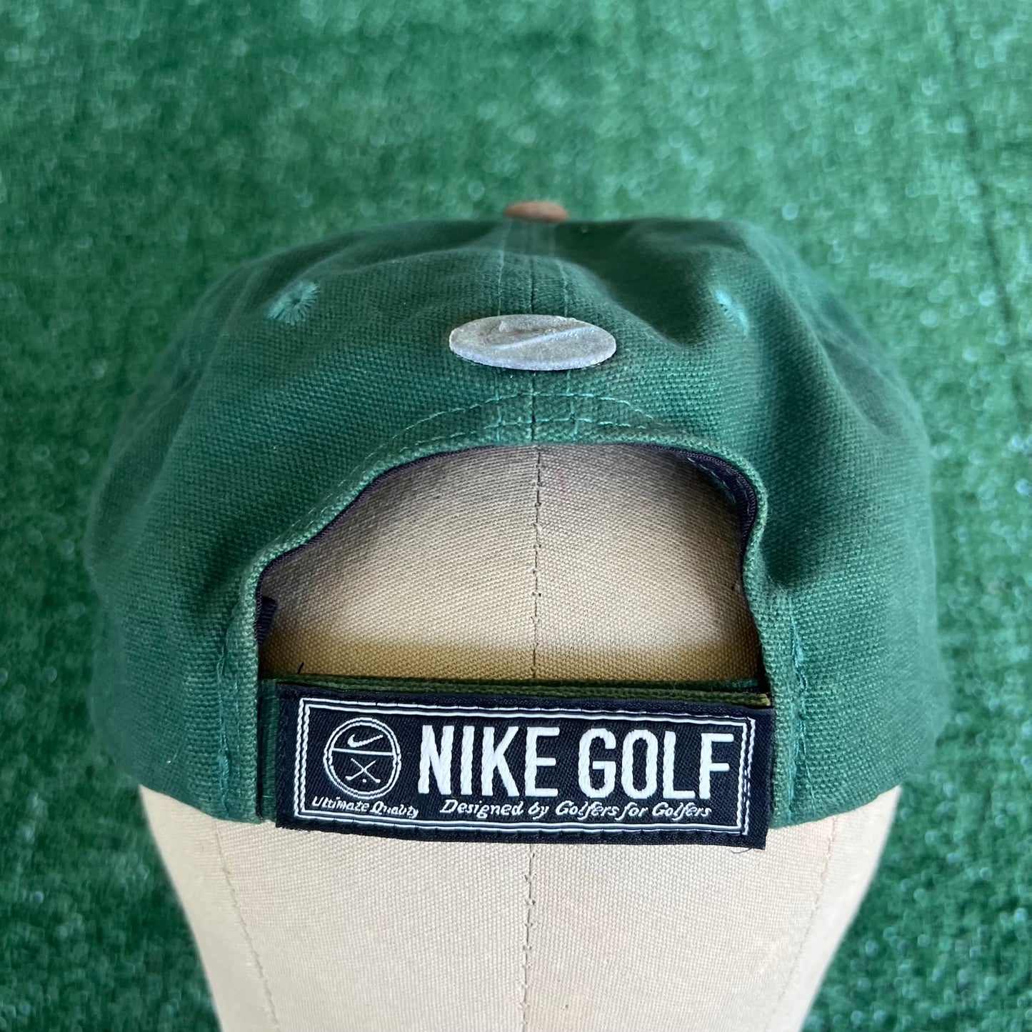 90s Nike Golf Dark Green Canvas Leather Strapback Hat