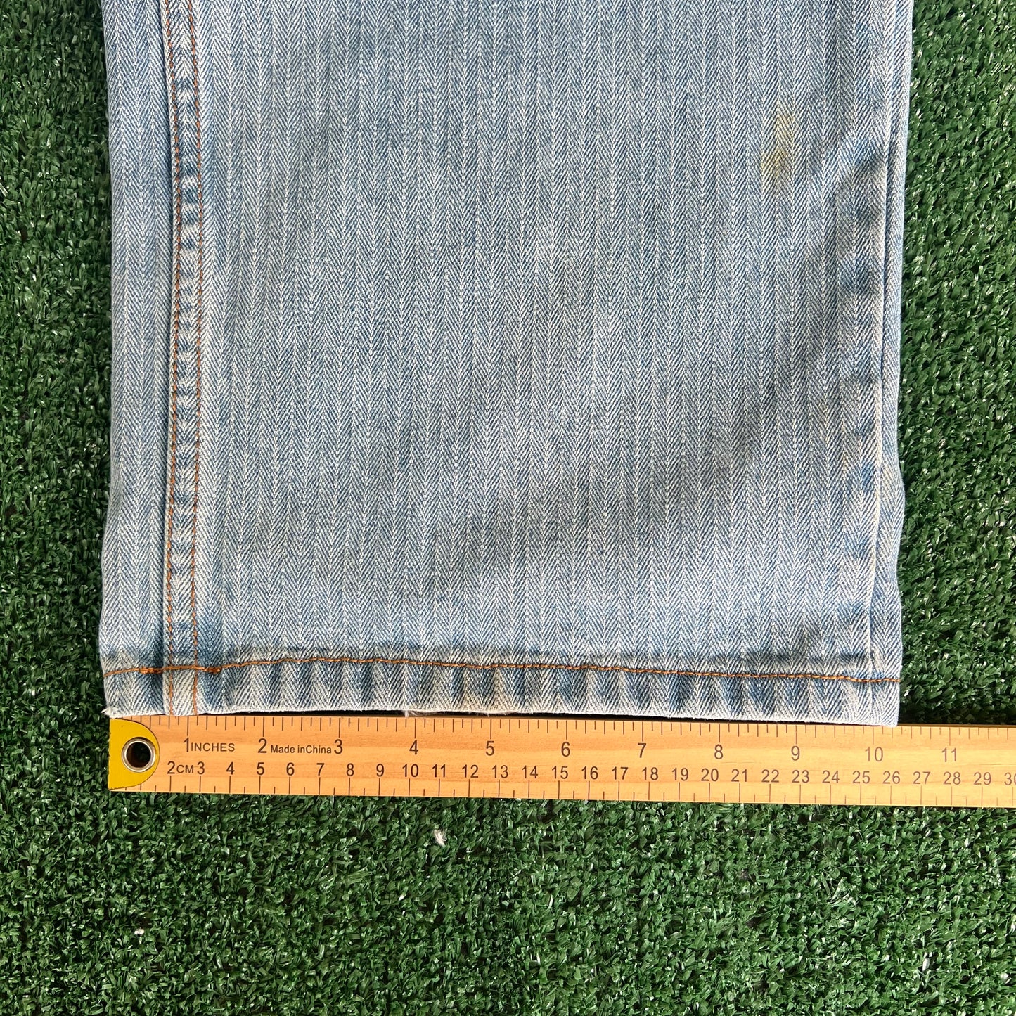 Y2K Phat Farm Light Vertical Striped Baggy Wide-Leg Jeans - 41x31" 20.5" Opens