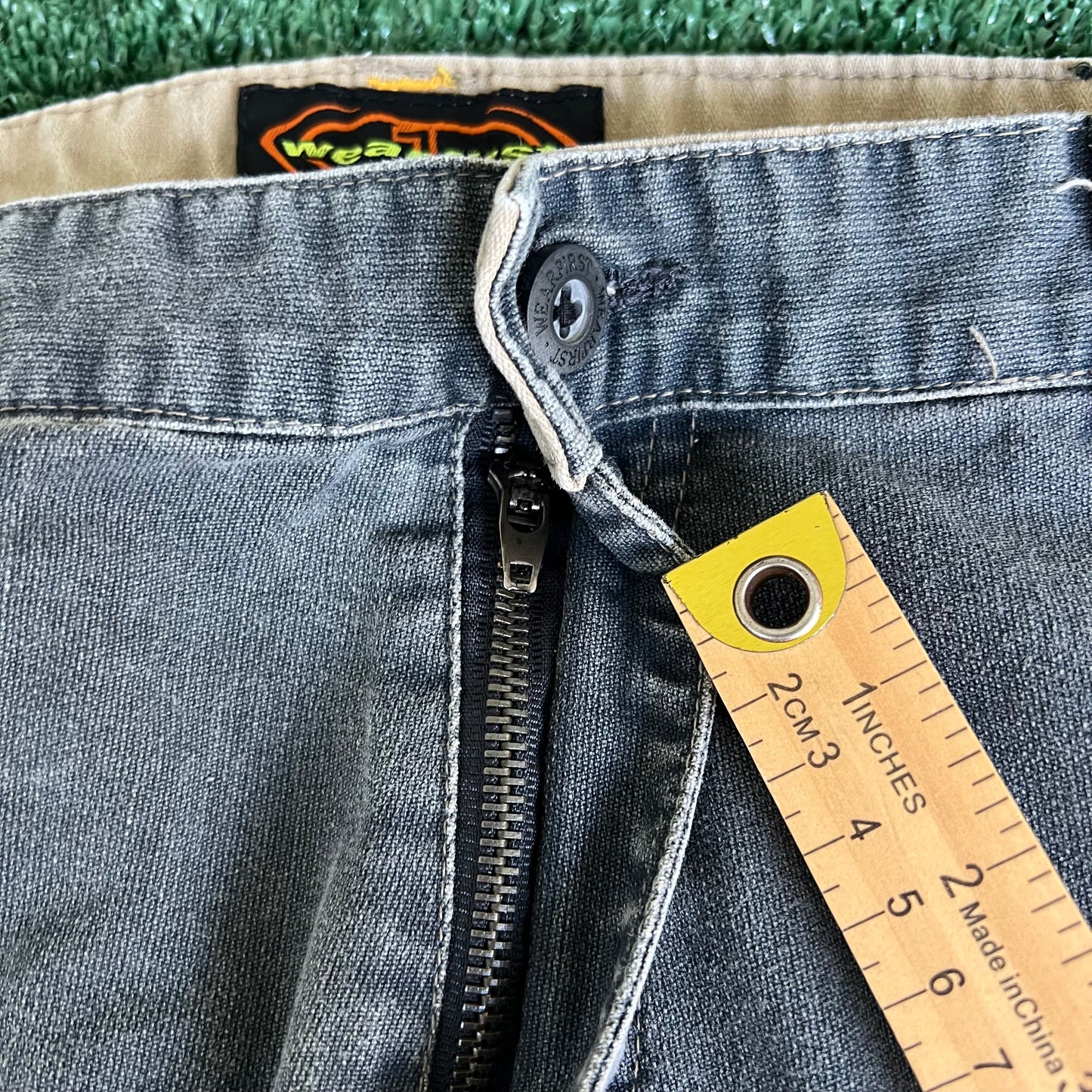 Y2K Wearfirst Gray Baggy Double Knee Canvas Pants - 35x31" 20" Openings