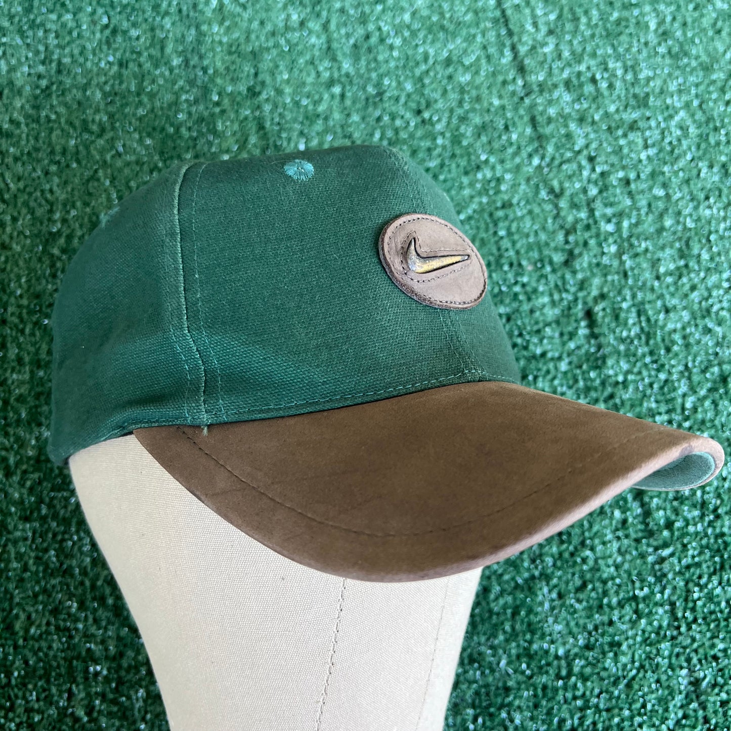 90s Nike Golf Dark Green Canvas Leather Strapback Hat