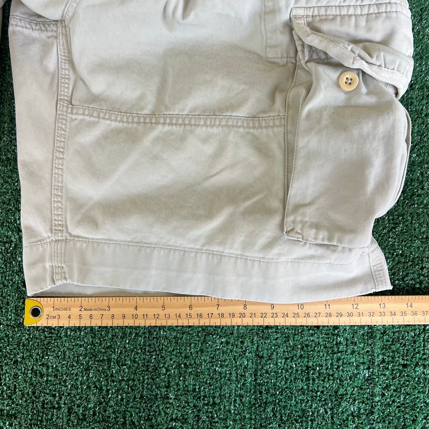 Y2K Polo Ralph Lauren Chino Cargo Light Khaki Shorts - 37x10.75"