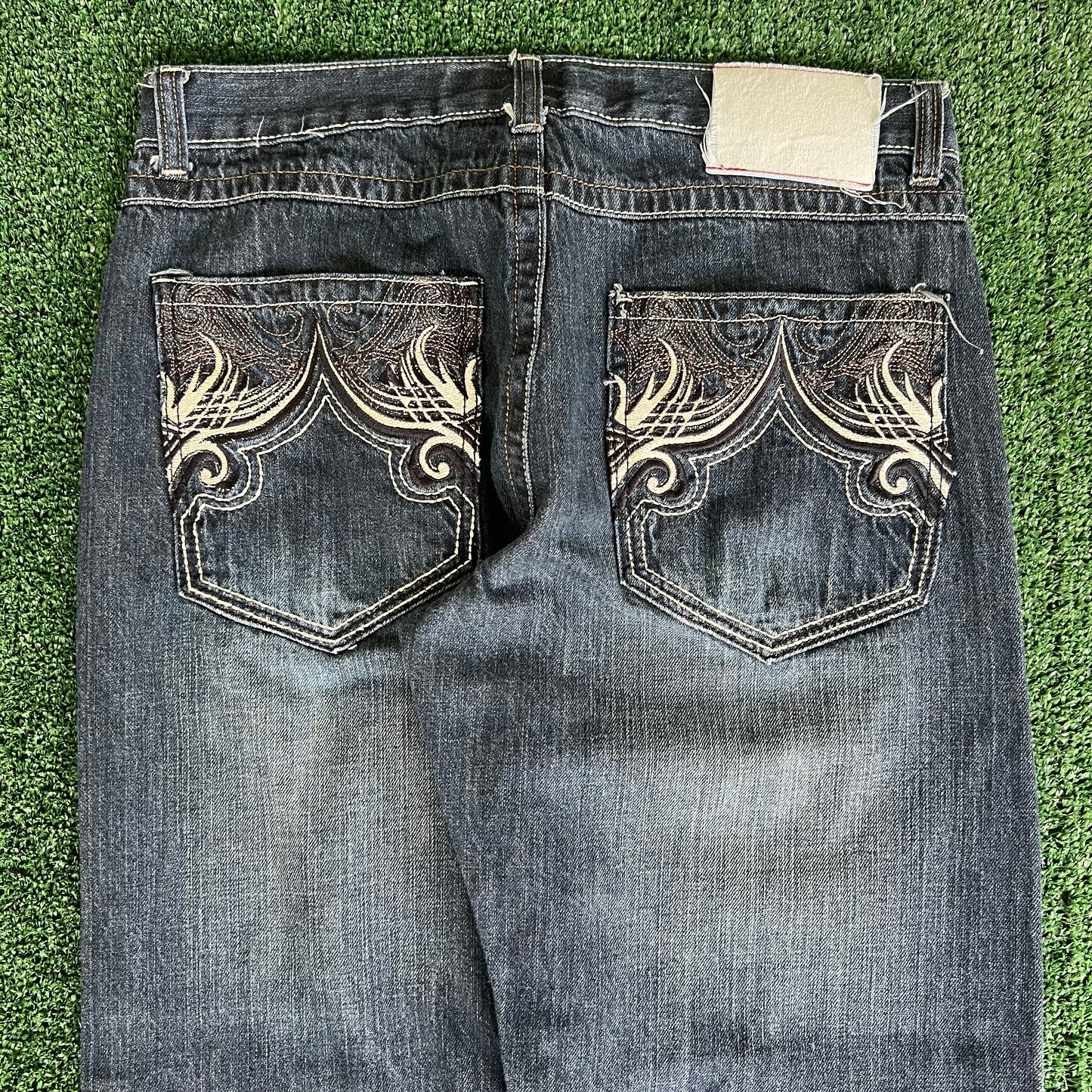 Y2K Southpole Premium Baggy Straight Dark Wash Blue Jeans - 35x30" 18" Openings