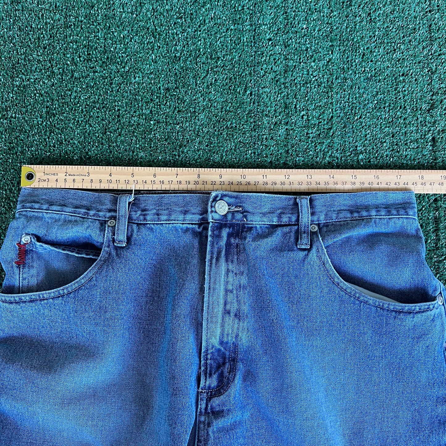 90s Cavaricci Baggy Wide-Leg Distressed Blue Jeans - 35x31" 21.5" Openings