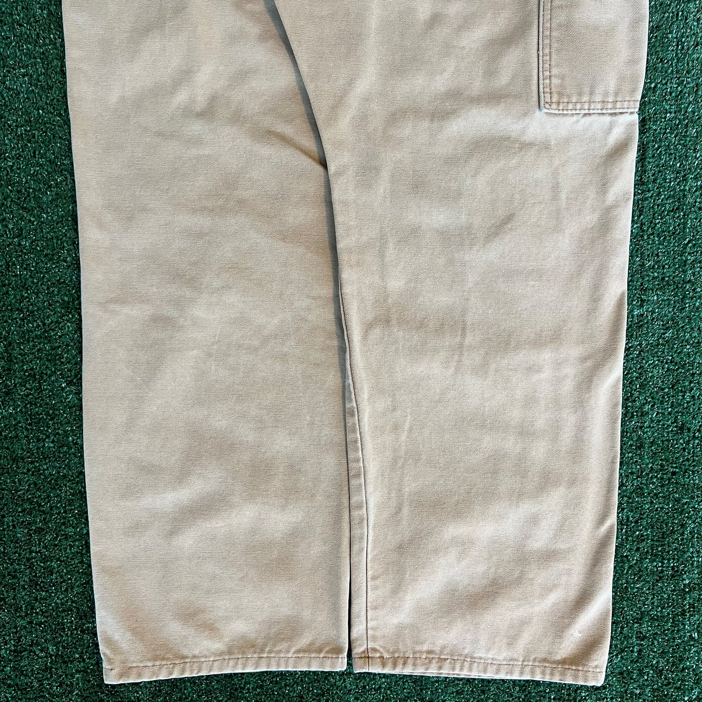 Y2K Dickies Baggy Straight Sun Faded Beige Canvas Carpenter Pants - 38x28" 18" Openings