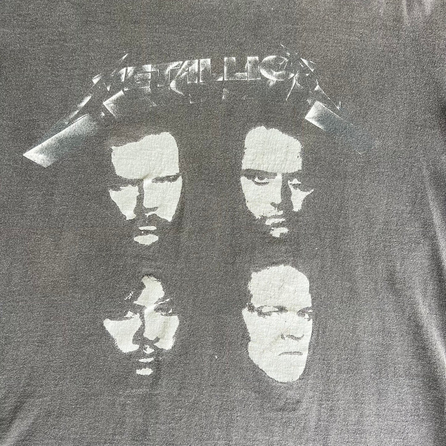 1991-1992 Metallica Band Faces Black Album Concert Tour Faded Black Smokey Gray T-Shirt - Large