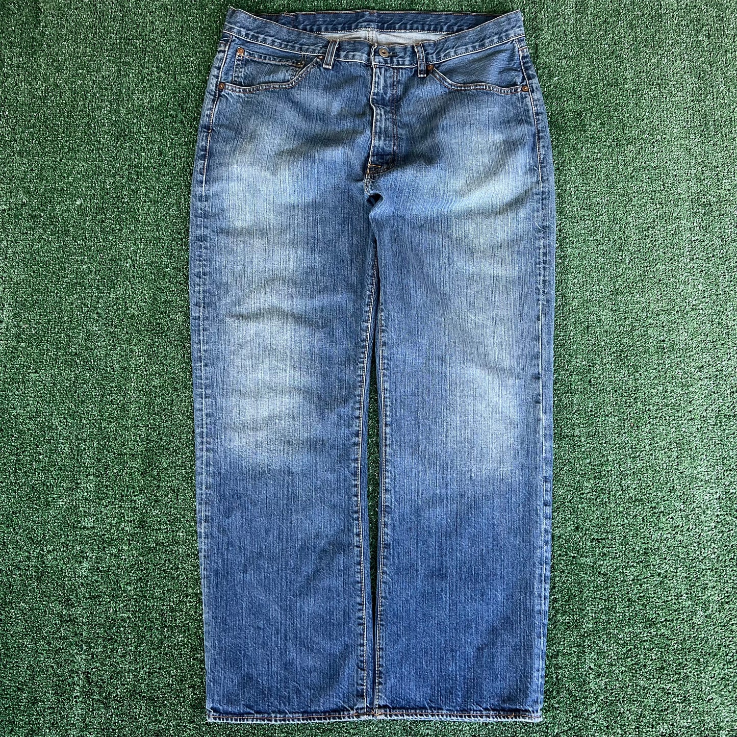 Y2K Ralph Lauren Ashmore Baggy Straight Blue Jeans - 38x30.5" 19" Openings
