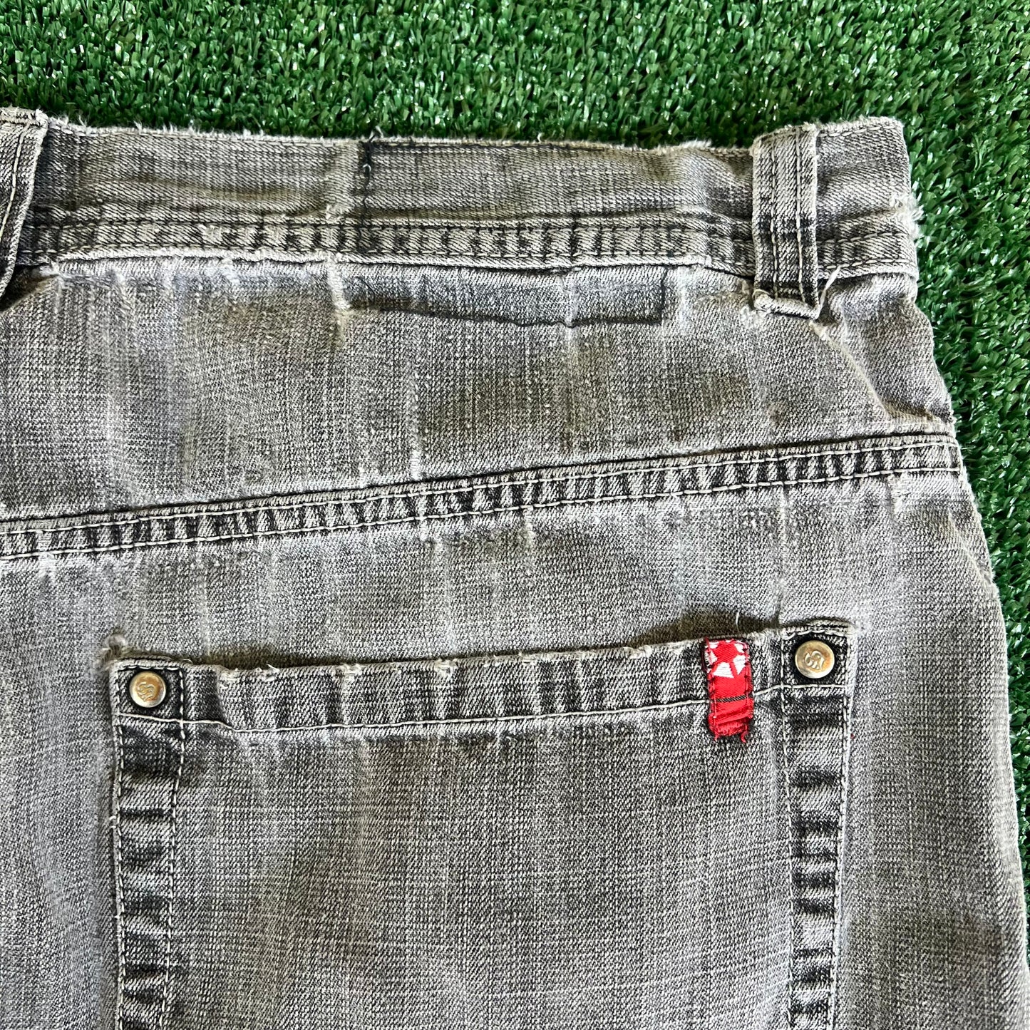 Y2K Southpole Faded Gray Baggy Distressed Jean Shorts - 40x13"