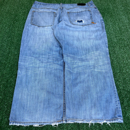 VTG Y2K Men's Rocawear Wide-Leg Baggy Blue Jeans 42x28" 22" Opens JNCO Style
