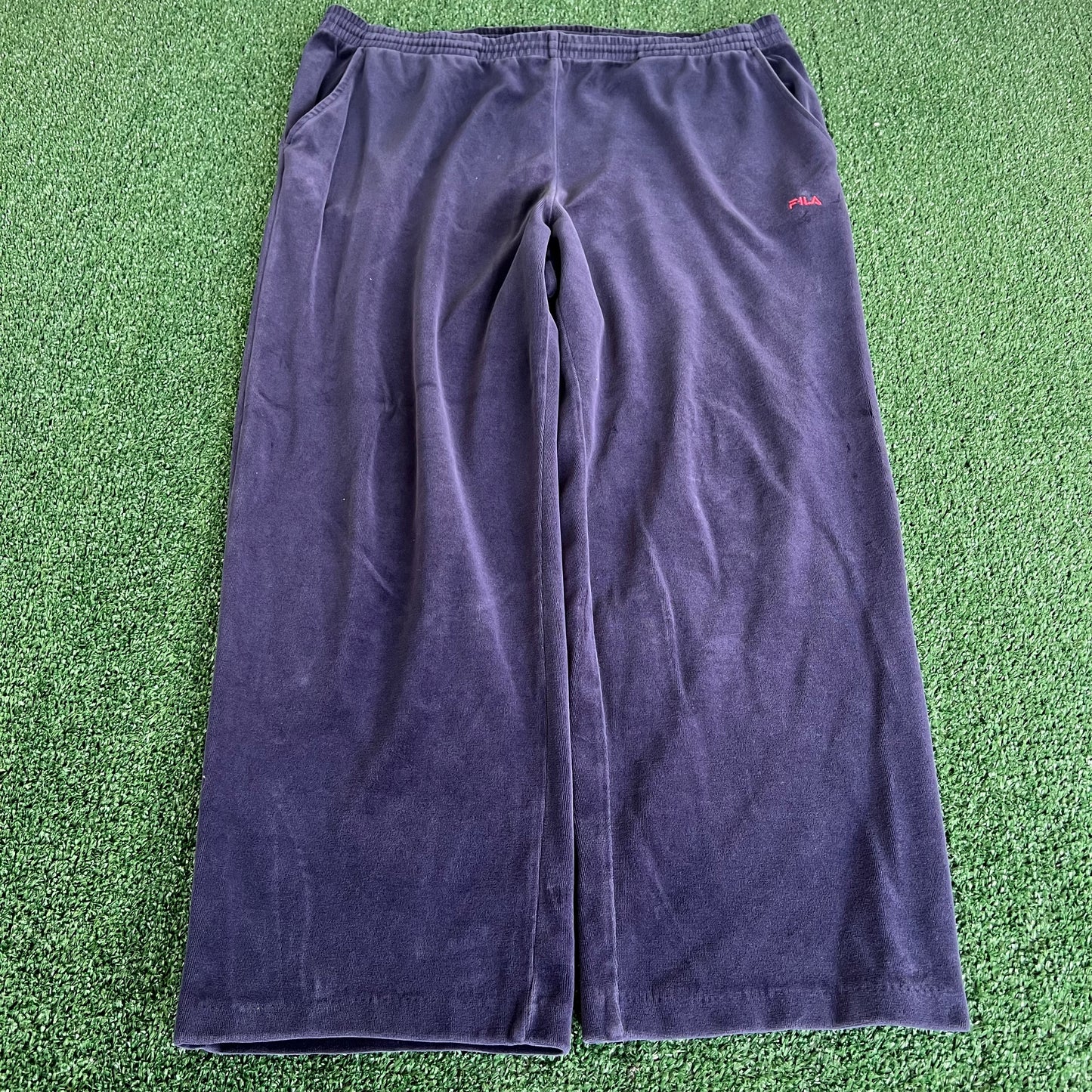 90s Fila Velour Track Suit Jacket & Pants Red Navy Blue XL - 36x25.5" USA