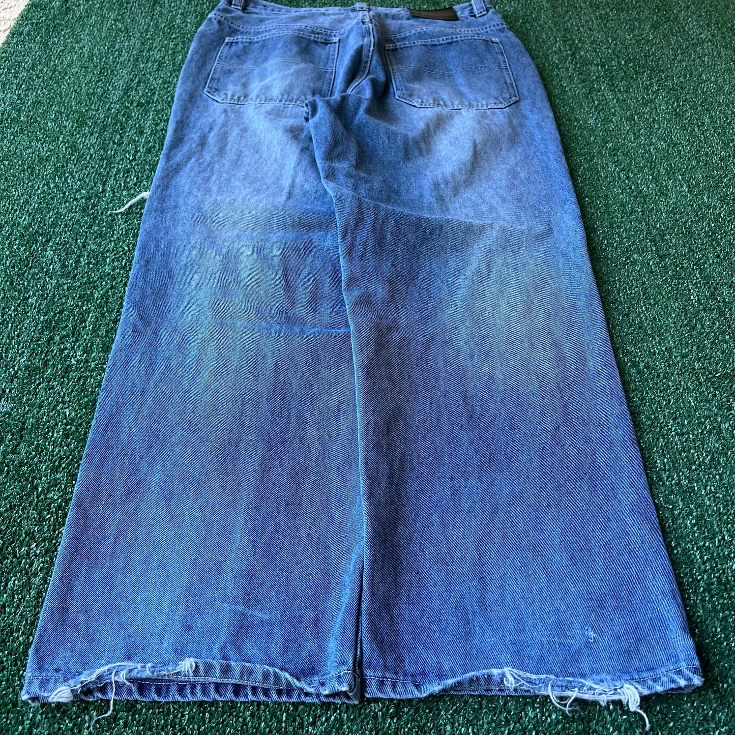 Y2K Koman Baggy Straight Distressed Blue Jeans - 35x30" 19" Open Southpole Style