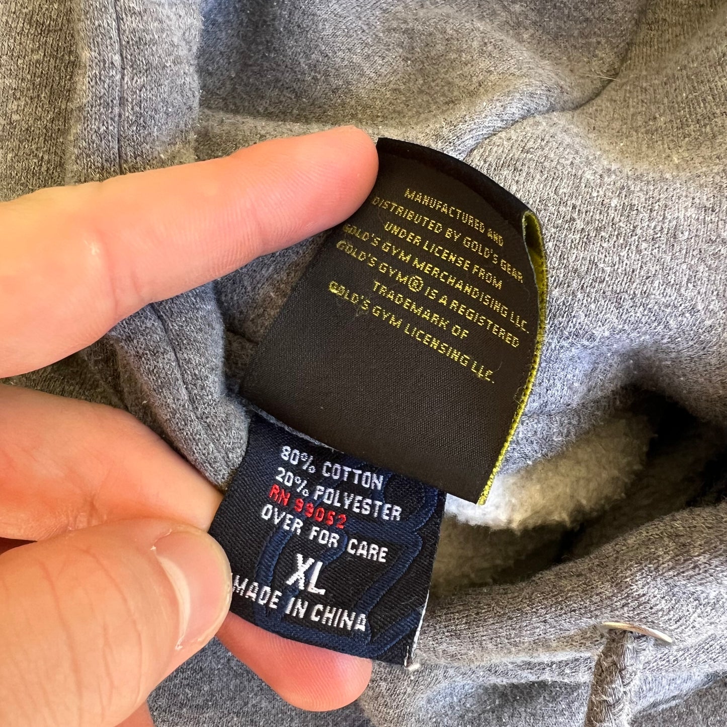 Vintage Y2K Men's Gold's Gym Arnold Heavyweight Dark Gray Boxy Hoodie - XL 27x29"