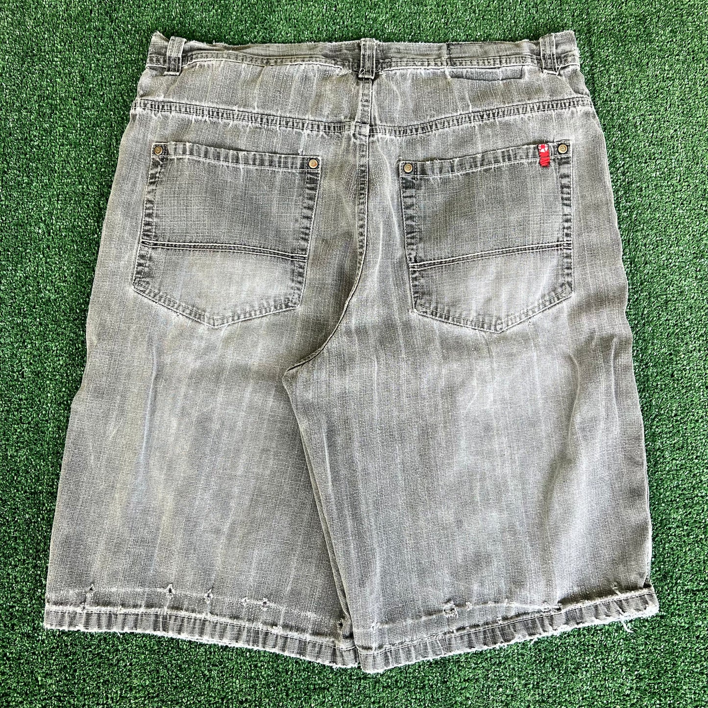 Y2K Southpole Faded Gray Baggy Distressed Jean Shorts - 40x13"