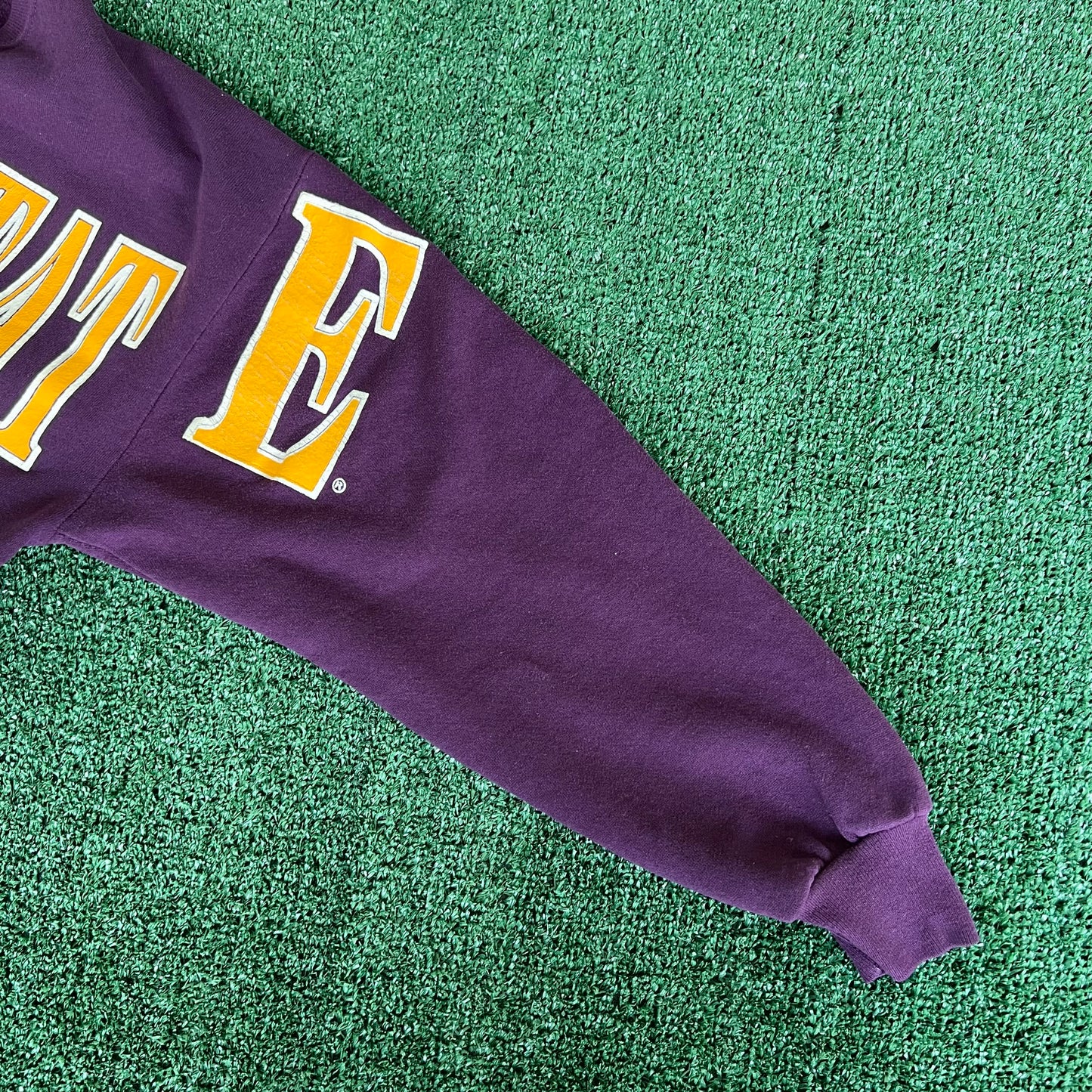 90s Florida State Seminoles FSU AOP Spellout Dark Purple Sweatshirt - Large