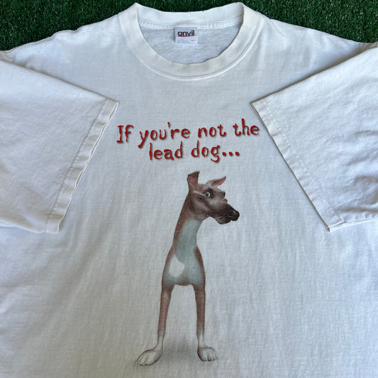 Vintage Y2K Men's Derby Lane Greyhound Dog Butt Racing Funny White T-Shirt - XL