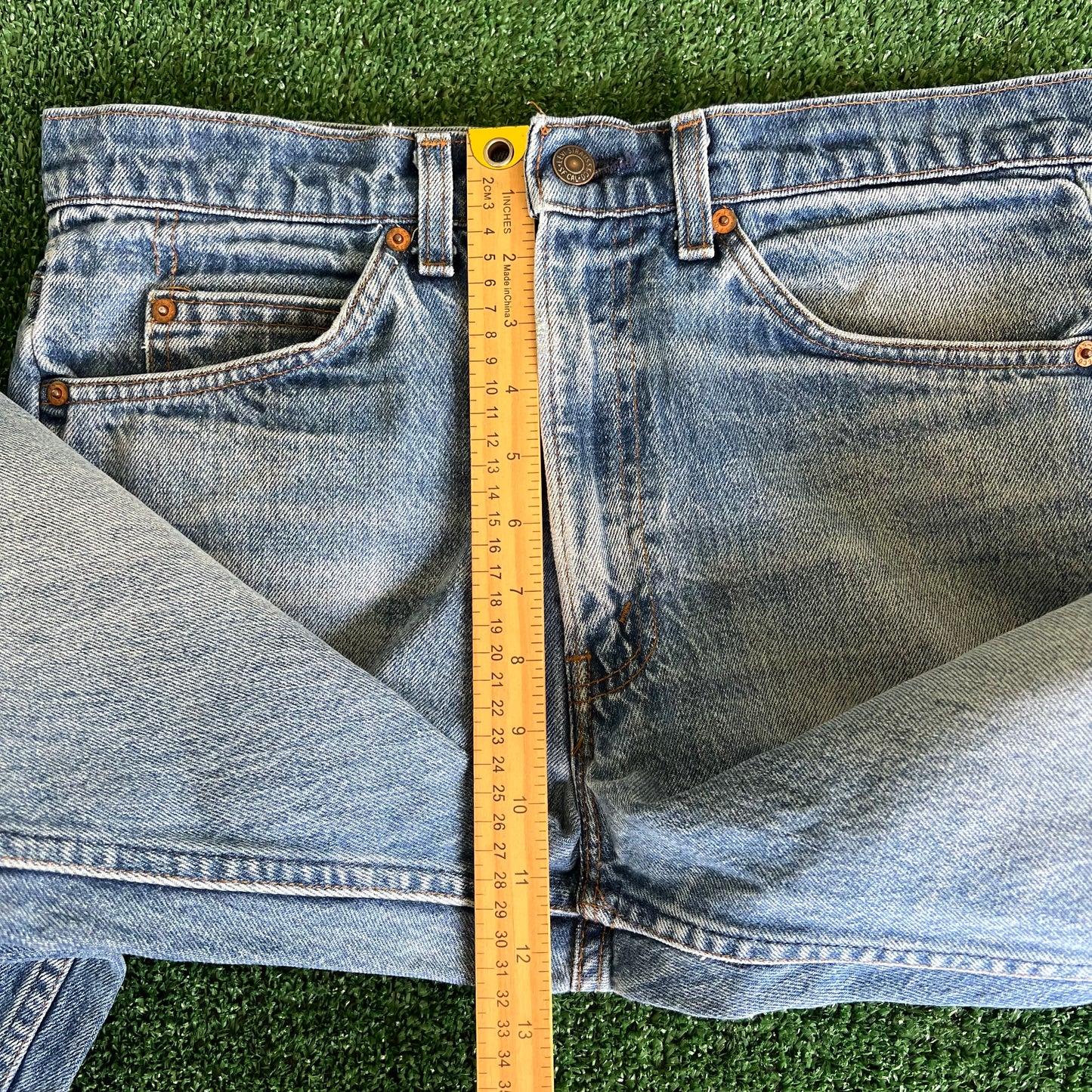 80s Levi's Orange Tab 20517-0217 Bootcut Flare Whisker Blue Jeans 33x30"