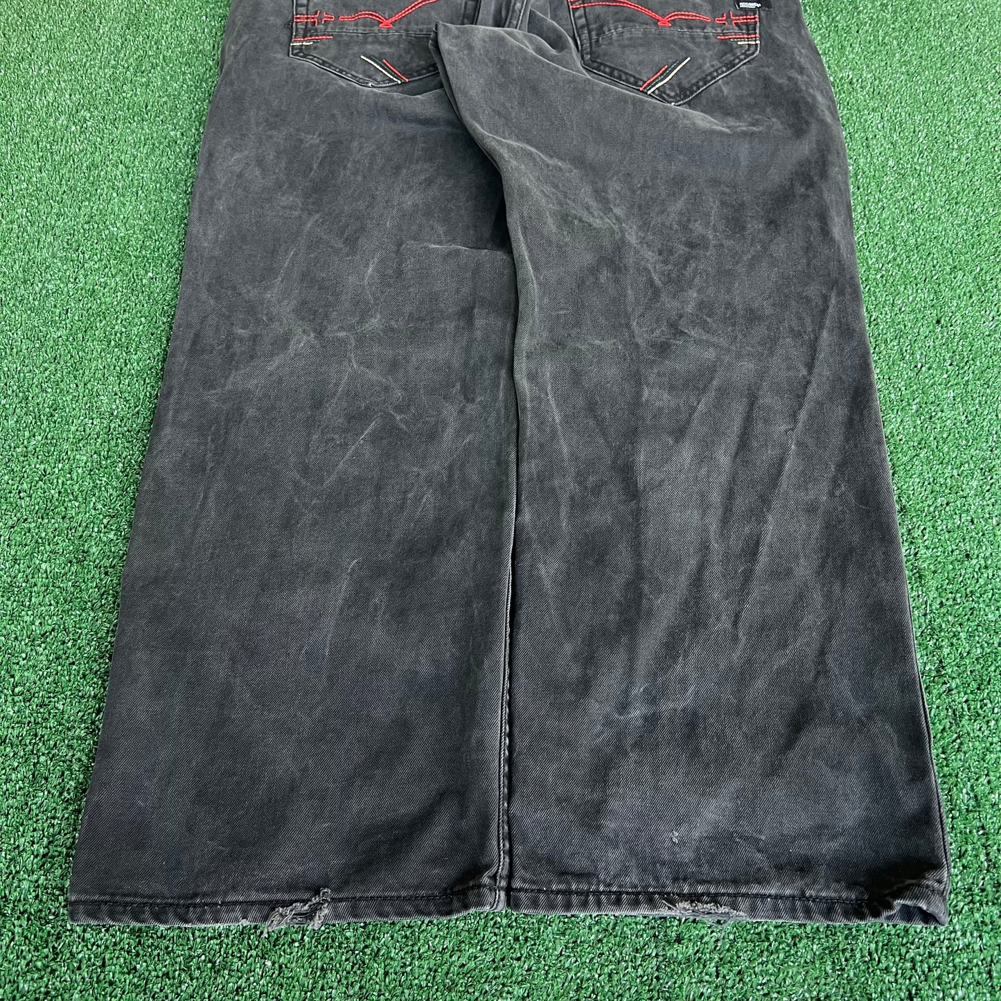 Y2K Men's Rocawear Baggy Wide-Leg Black Jeans 39x31" 20" Open JNCO Style