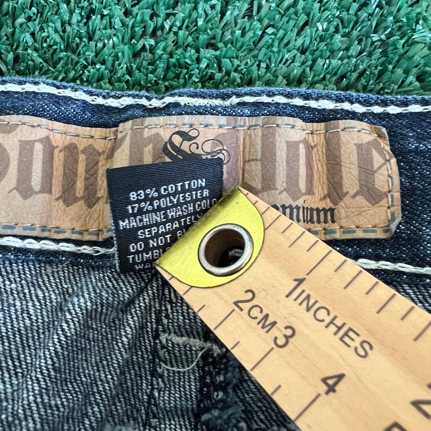 Y2K Southpole Premium Baggy Straight Dark Wash Blue Jeans - 35x30" 18" Openings