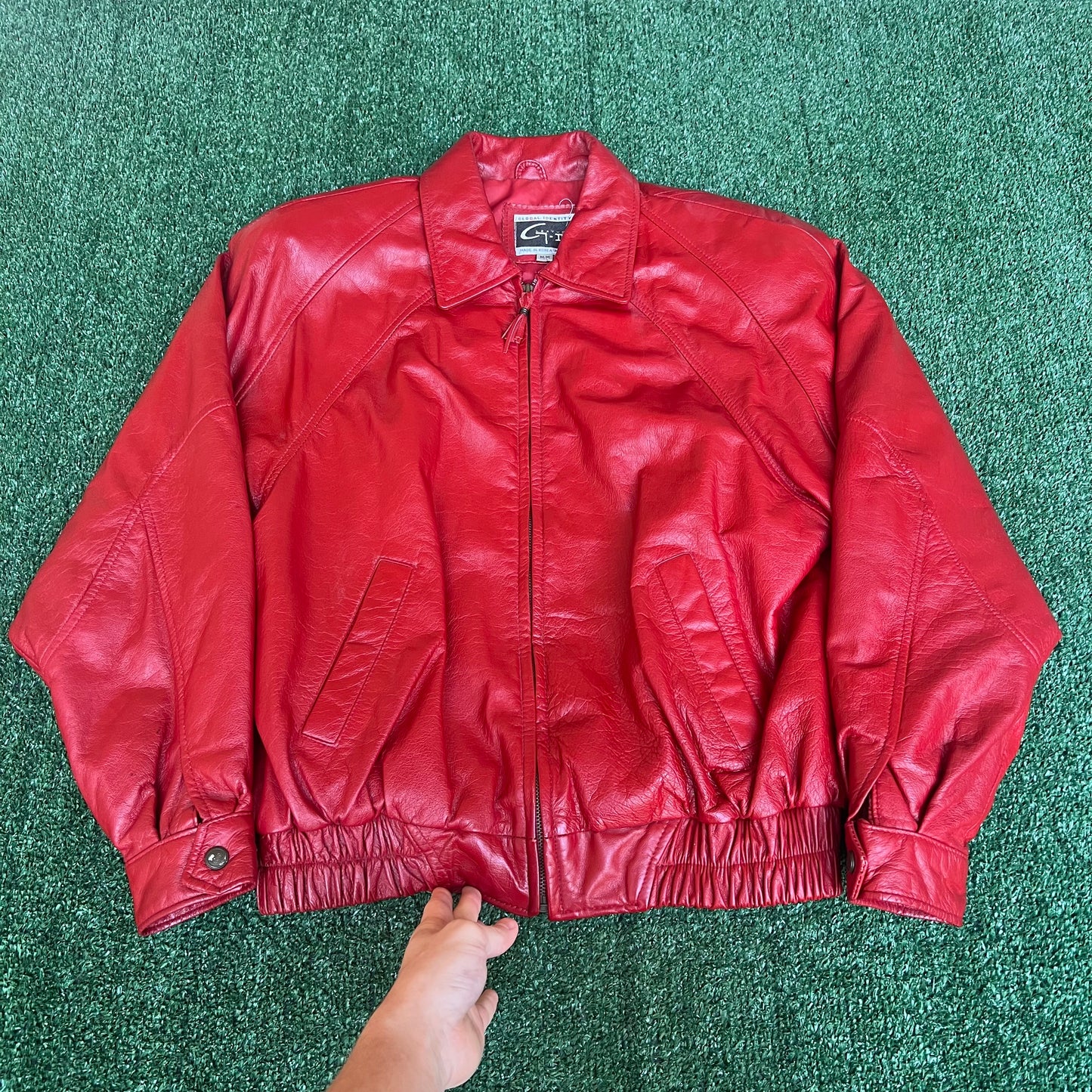 Vintage 80s Men's G-III G3 Michael Jackson Red Leather Bomber Jacket Medium