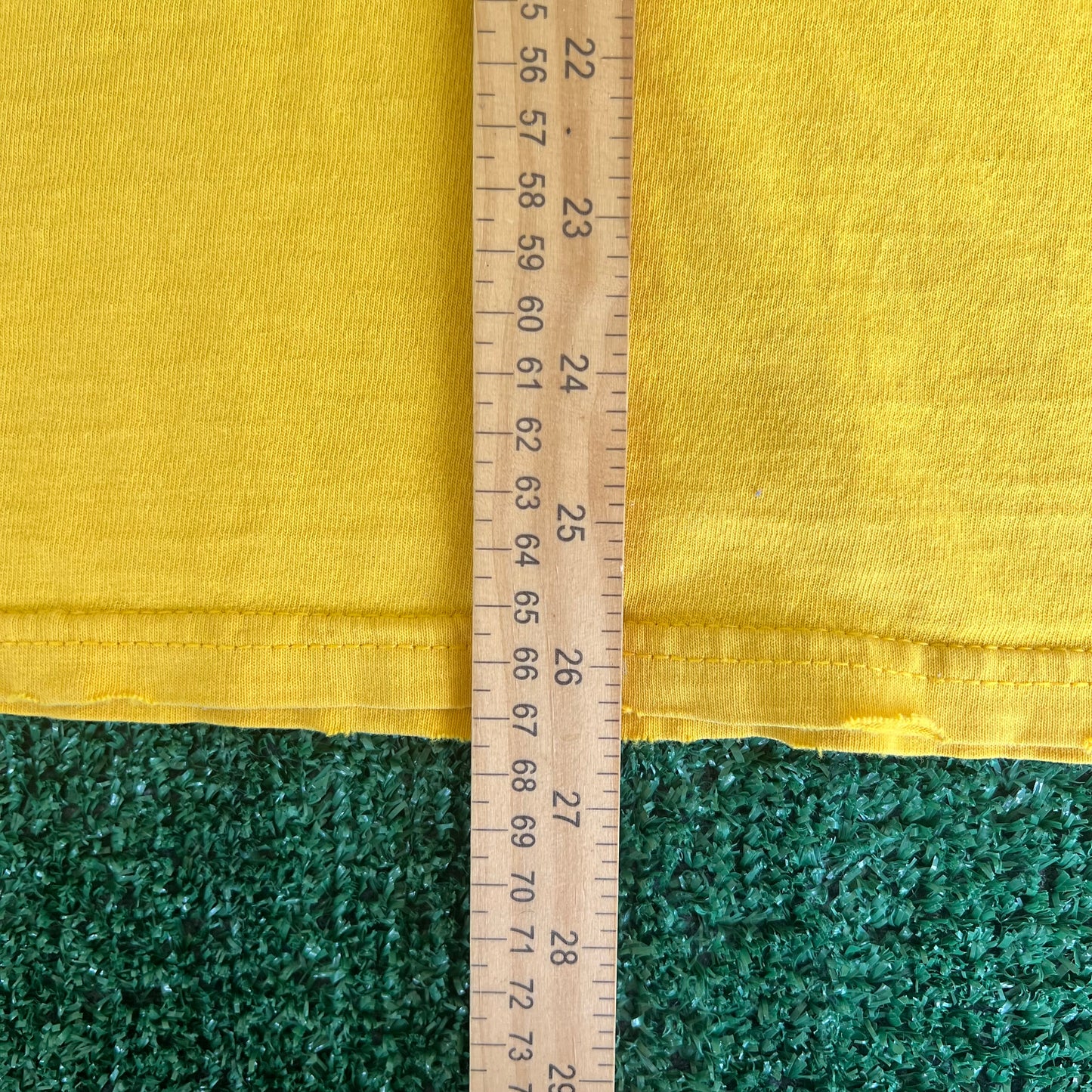 Y2K Nike Yellow Embroidered Essential Spellout Distressed T-Shirt - Medium