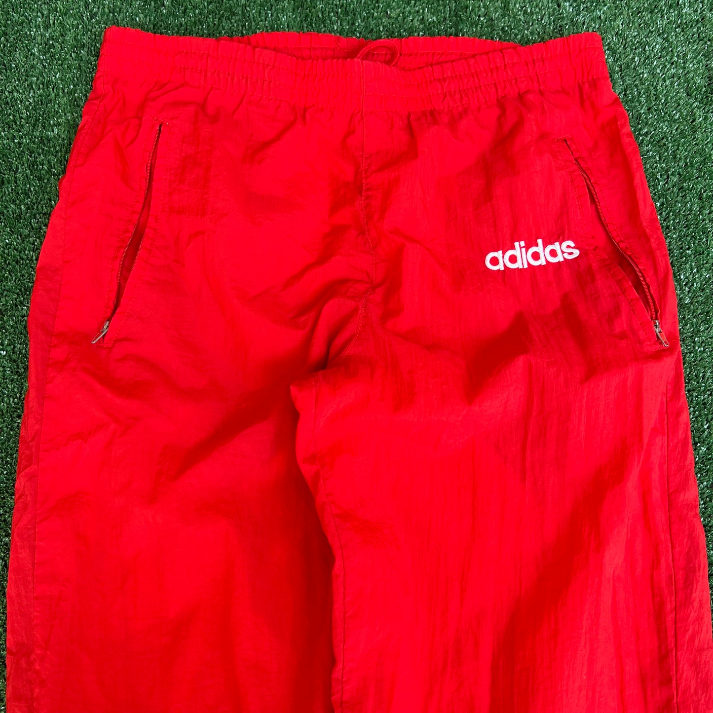 Vintage 90s Men's Adidas Tapered Leg Logo Red White Track Pants Small 32x31"