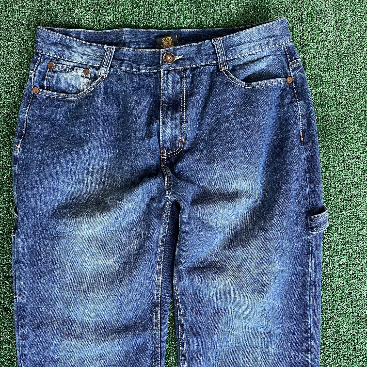 Y2K Makaveli Tupac Baggy Straight Carpenter Jeans - 37x31" 18.5" Openings