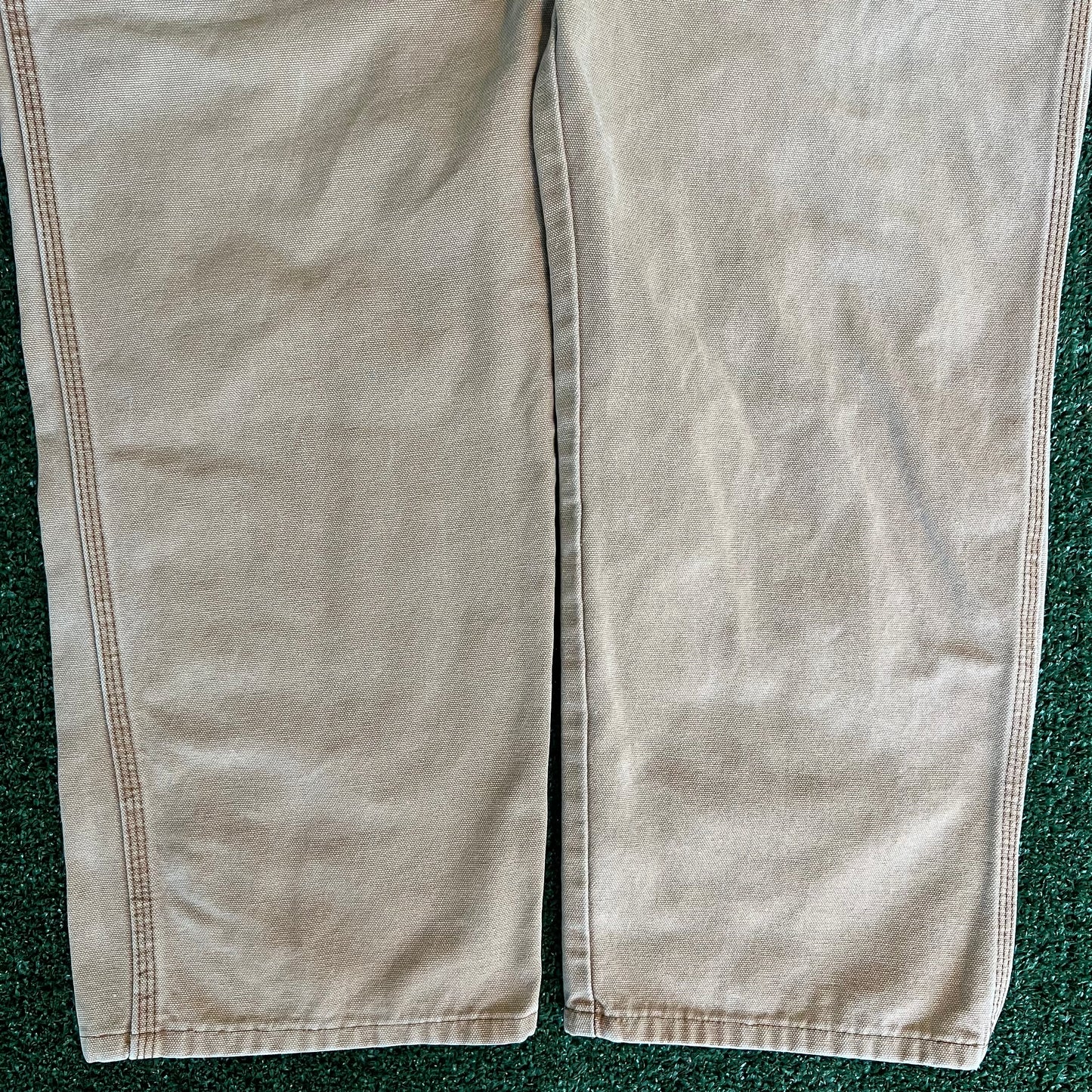 Y2K Dickies Baggy Straight Sun Faded Beige Canvas Carpenter Pants - 38x28" 18" Openings