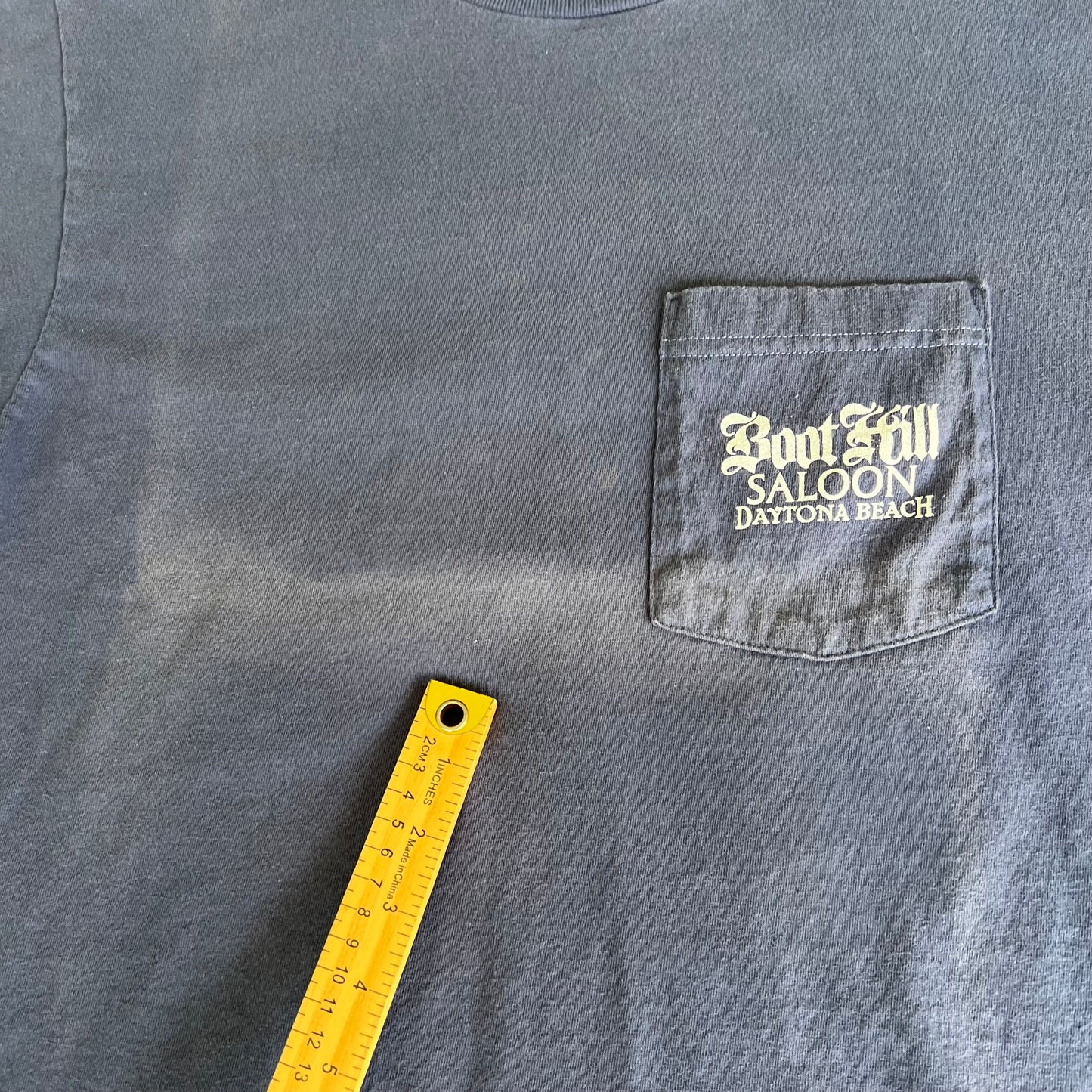 2000 Boot Hill Saloon Blue Cropped Pocket Long Sleeve Shirt - Medium
